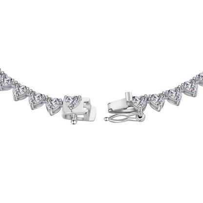 Jzora handmade white heart classic sterling silver diamond necklace