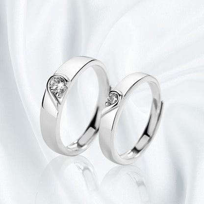 Jzora Handmade Together Forever Sterling Silver Adjustable Couple Rings