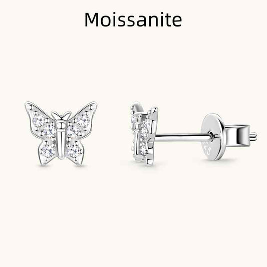 Jzora handmade fashion butterfly vintage Moissanite sterling silver earrings