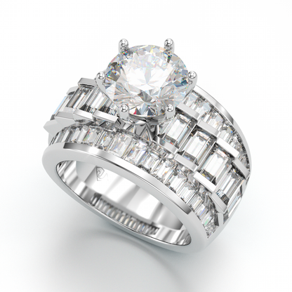 Jzora vintage round cut diamond sterling silver engagement ring wedding ring