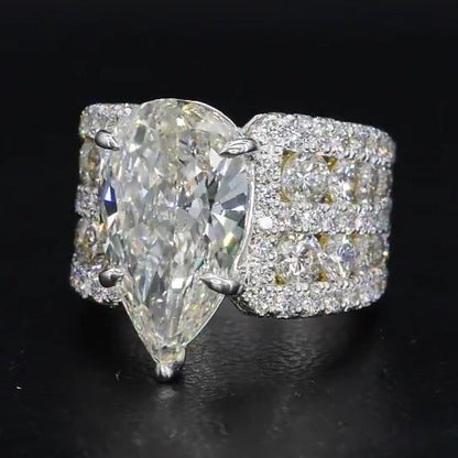 Jzora handmade pear cut vintage style created diamond sterling silver engagement ring