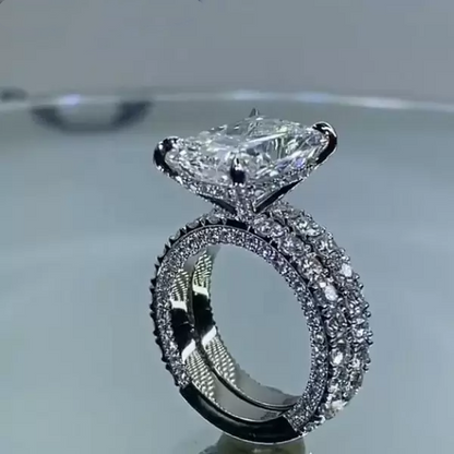 Jzora cushion cut 5 ct created diamond sterling silver vintage wedding ring engagement ring