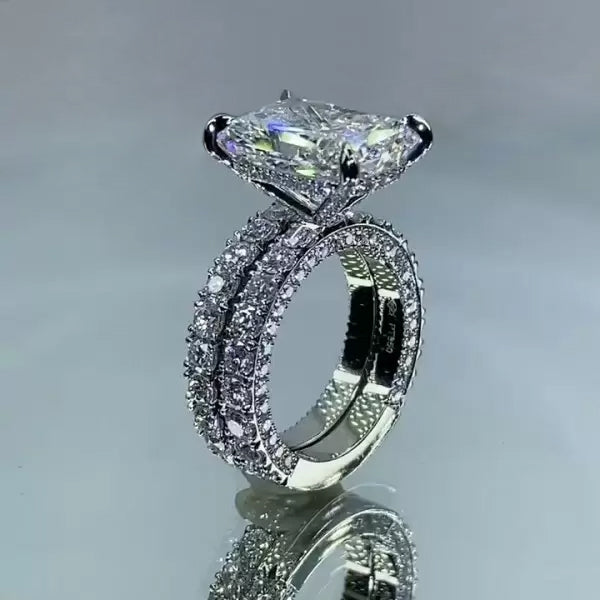 Jzora cushion cut 5 ct created diamond sterling silver vintage wedding ring engagement ring