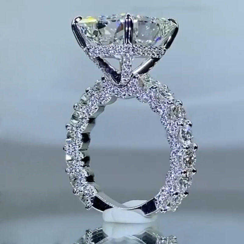 Jzora handmade radiant cut created diamond sterling silver wedding ring