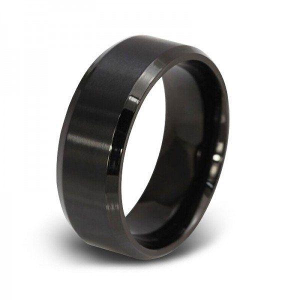 Jzora titanium wide ring black simple style men's band