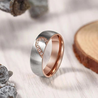 Jzora Handmade Heart Promise Sterling Silver Couple Rings Set