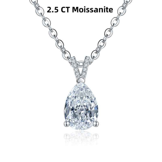 Jzora handmade 2.5ct pear cut Moissanite classic sterling silver necklace