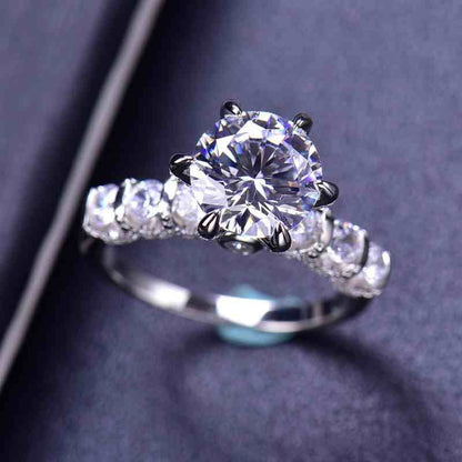 Jzora handmade 3ct round cut vintage sterling silver moissanite engagement ring