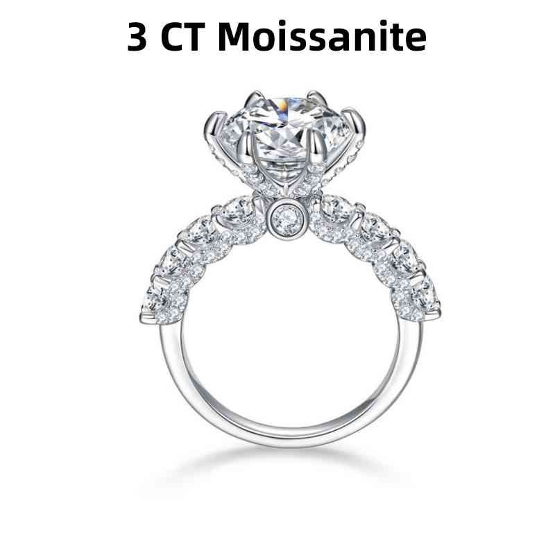 Jzora handmade 3ct round cut vintage sterling silver moissanite engagement ring