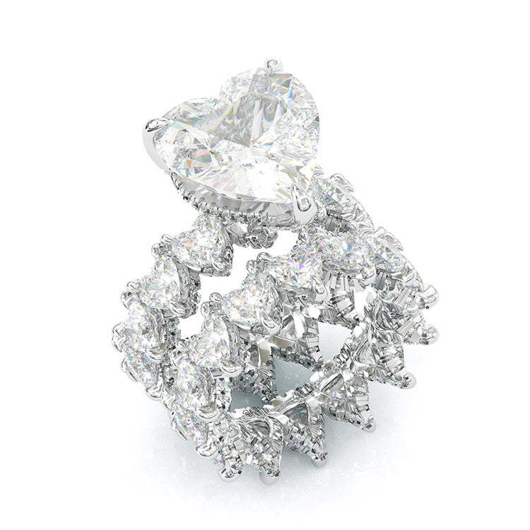 Jzora handmade classic heart shaped created diamond sterling silver wedding bridal set