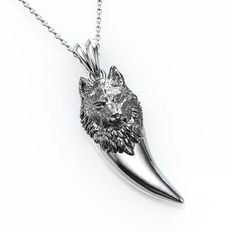 Jzora Handmade Wolf Sterling Silver Necklace