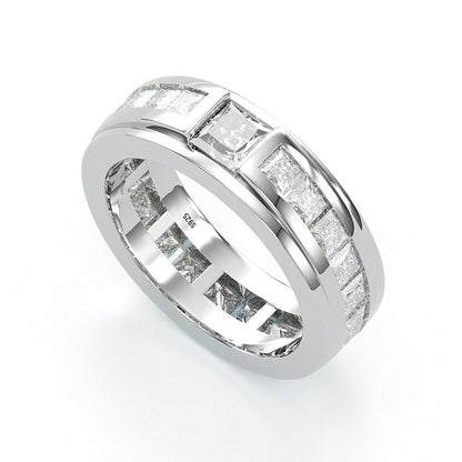 Jzora handmade white vintage sterling silver anniversary couple rings