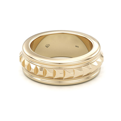 Jzora classic gold plated sterling silver simple style wedding ring men's band