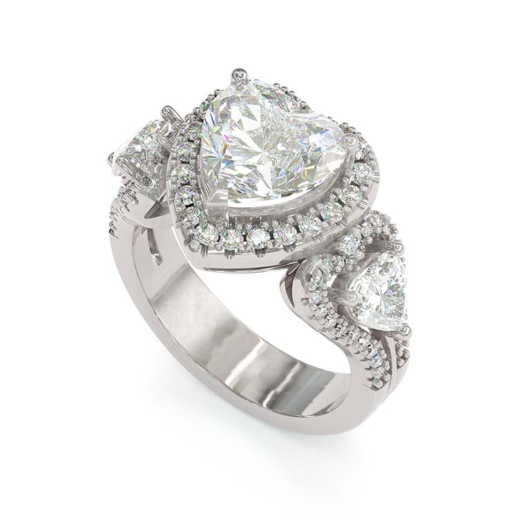 Jzora Heart Cut Created Diamond Sterling Silver Wedding Ring Engagement Ring Vintage Ring