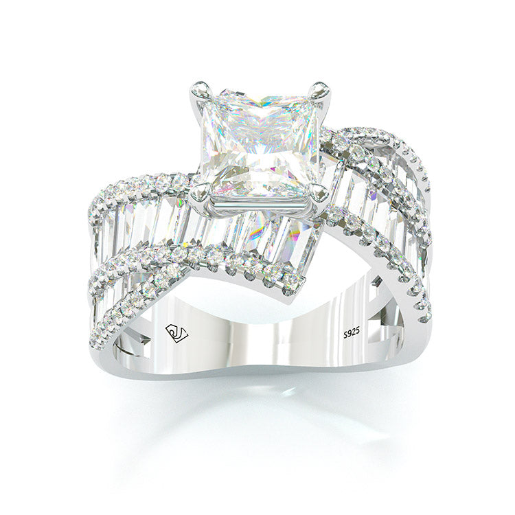 Jzora princess cut wedding ring anniversary ring sterling silver ring
