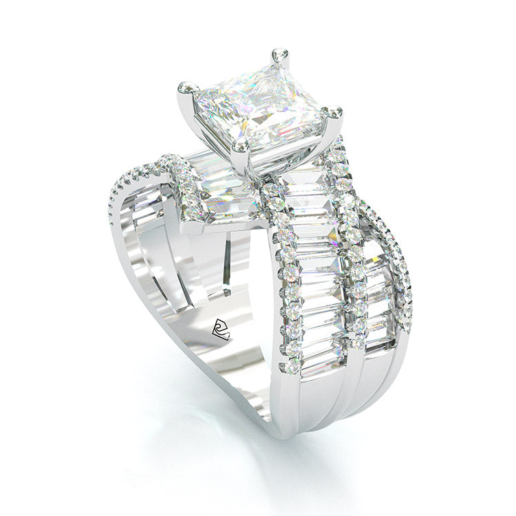 Jzora princess cut wedding ring anniversary ring sterling silver ring