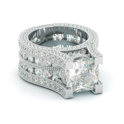 Jzora handmade vintage princess cut diamond sterling silver ring engagement ring