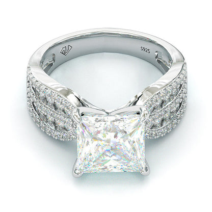 Jzora handmade classic princess sterling silver simple style egagement ring