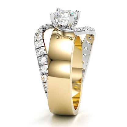 Jzora handmade classic round cut sterling silver engagement ring wedding ring