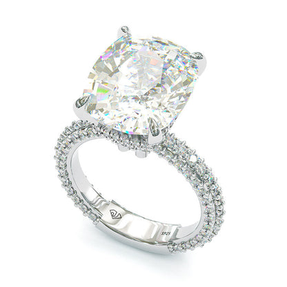 Jzora classic handmade cushion cut created diamond sterling silver wedding ring engagement ring