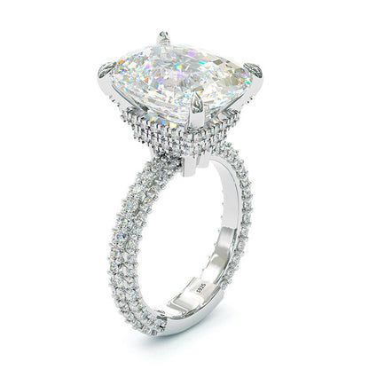 Jzora classic handmade cushion cut created diamond sterling silver wedding ring engagement ring