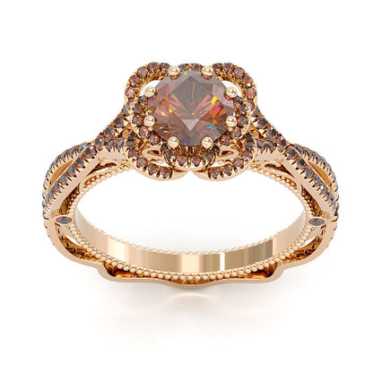 Jzora handmade Four Leaf Clover sterling silver engagement ring wedding ring