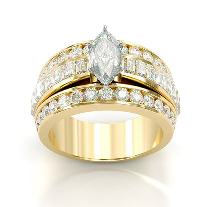 Jzora handmade created diamond marquise cut sterling silver anniversary ring wedding ring