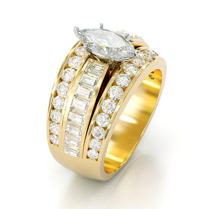 Jzora handmade created diamond marquise cut sterling silver anniversary ring wedding ring