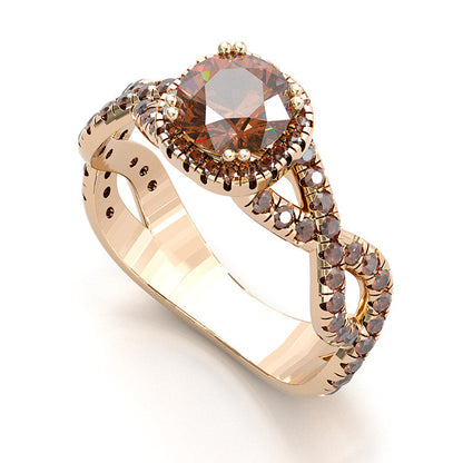 Jzora handmade round cut sterling silver engagement ring wedding ring