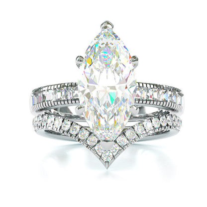 Jzora handmade marquise cut sterling silver vintage wedding ring  engagement ring
