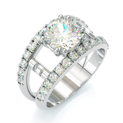 Jzora handmade vintage round cut sterling silver engagement ring wedding ring