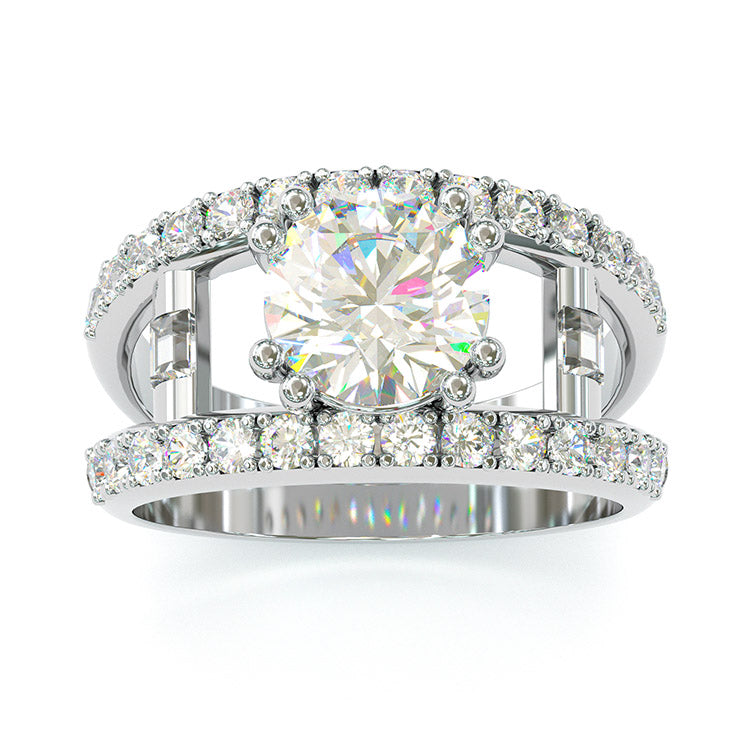 Jzora handmade vintage round cut sterling silver engagement ring wedding ring