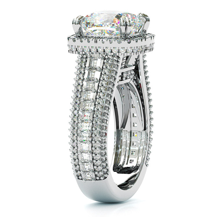 Jzora handmade cushion cut halo sterling silver wedding ring engagement ring