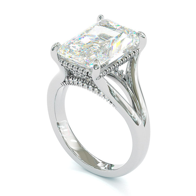Jzora handmade radiant cut created diamond vintage wedding ring sterling silver engagement ring