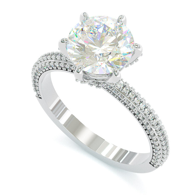 Jzora handmade vintage round cut sterling silver diamond ring engagement ring
