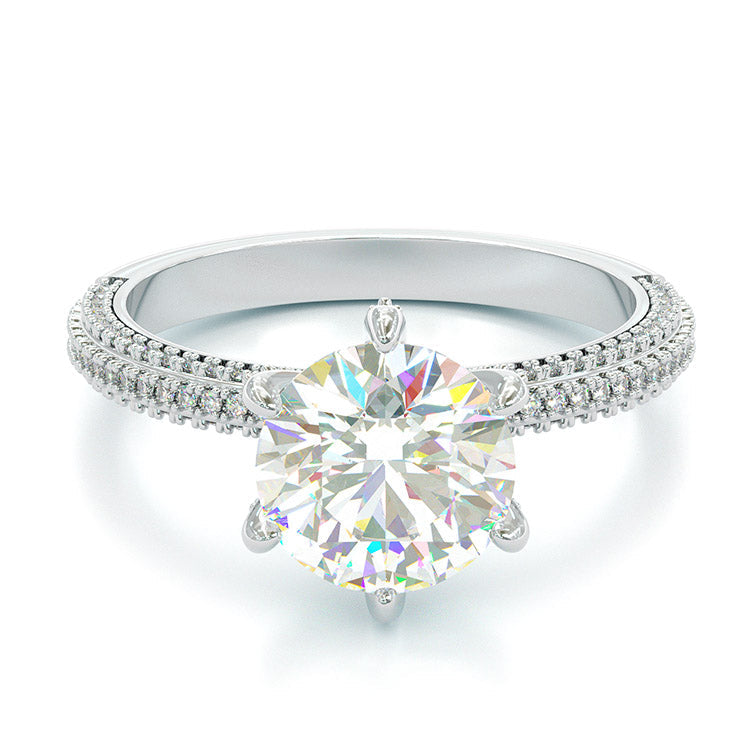 Jzora handmade round cut Moissanite sterling silver diamond ring engagement ring