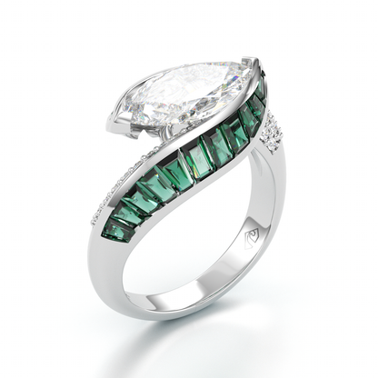 Jzora handmade may birthstone brilliant sterling silver engagement  ring