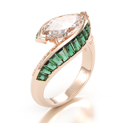 Jzora handmade may birthstone brilliant sterling silver engagement  ring