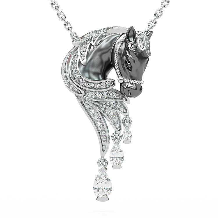 Jzora Handmade Classic Horse Necklace & Earrings Jewelry Set