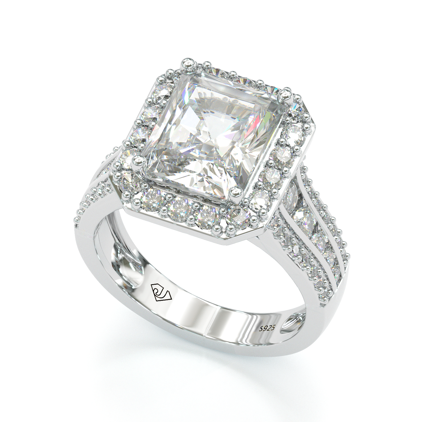 Jzora handmade created diamond radiant cut wedding ring engagement ring