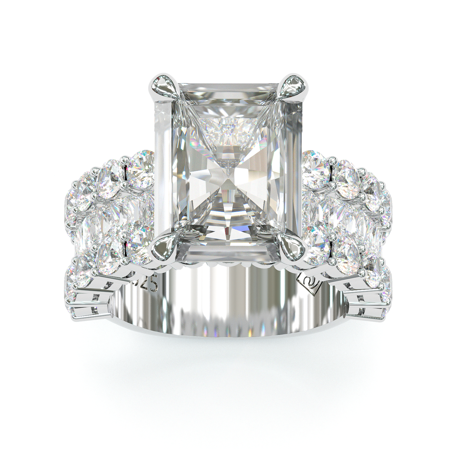 Jzora handmade radiant cut vintage sterling silver engagement ring wedding ring