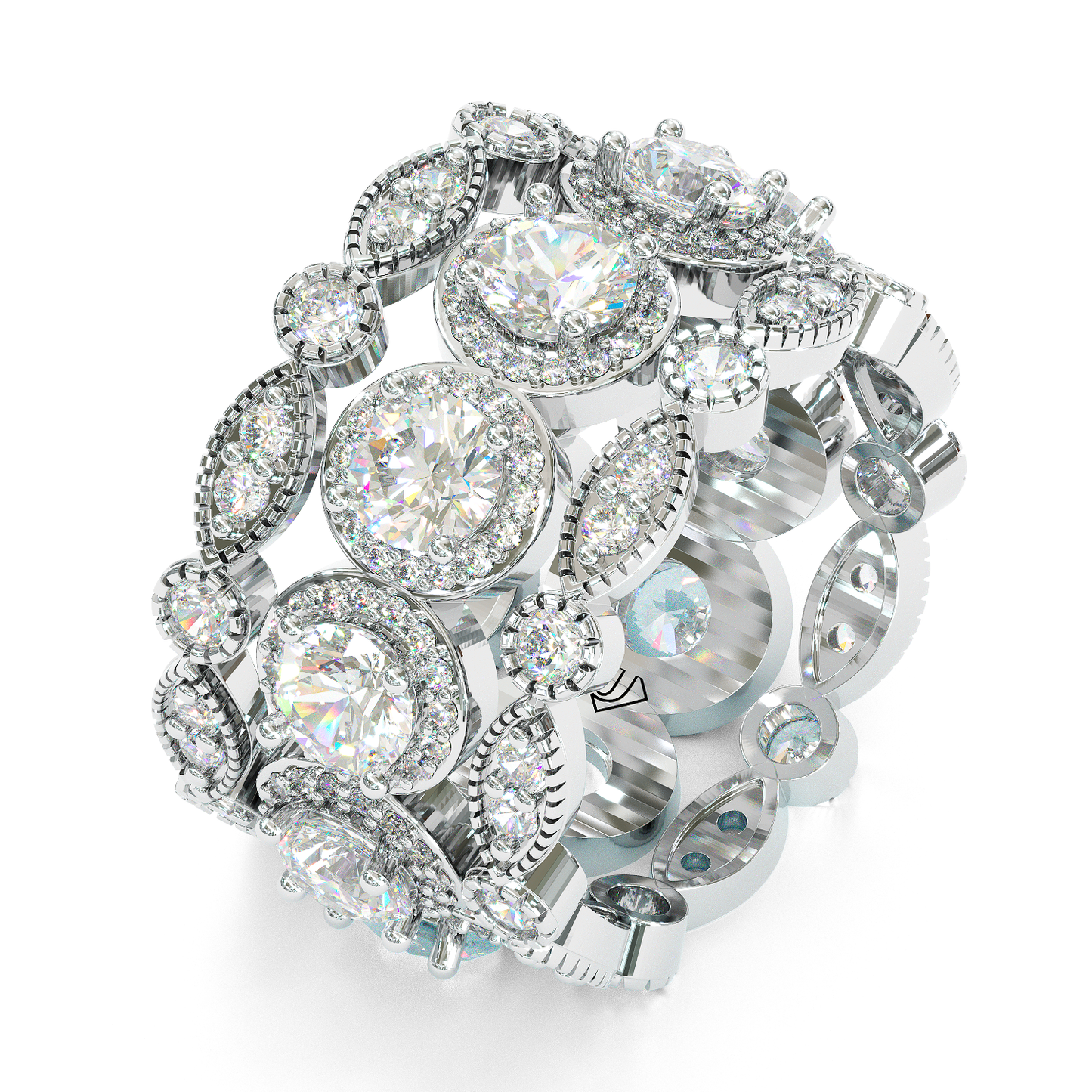Jzora handmade created diamond round cut sterling silver bridal set wedding ring