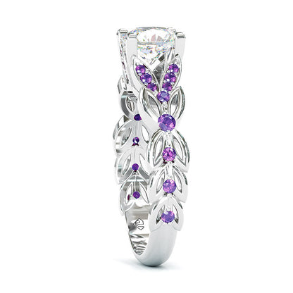 Jzora handmade created diamond round cut butterfly wedding ring bridal set