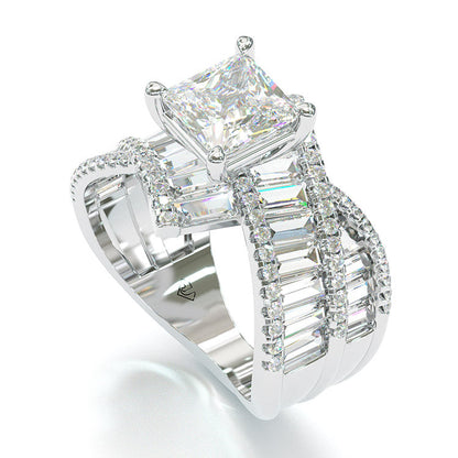Jzora handmade princess cut wedding ring anniversary ring sterling silver bridal set