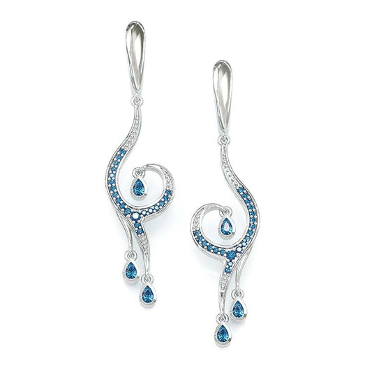 Jzora Handmade Stylish Sapphire Sterling Silver Earrings