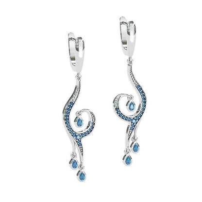 Jzora Handmade Stylish Sapphire Sterling Silver Earrings
