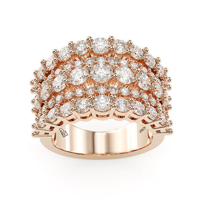 Jzora handmade round cut gold plated women's band anniversary ring wedding ring
