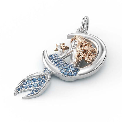 Jzora Handmade Sapphire Mermaid Sterling Silver Diamond Necklace