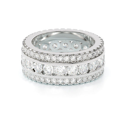 Jzora round cut diamond sterling silver vintage women's band  wedding ring