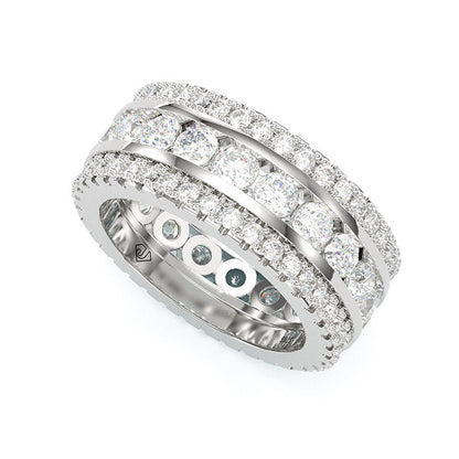 Jzora round cut diamond sterling silver vintage women's band  wedding ring